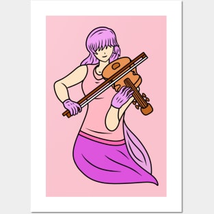 Violinist girl Posters and Art